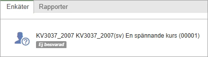 Skärmbild från KTH Course Evaluation, i fliken "Enkäter" finns en kursenkät som inte är besvarad. 